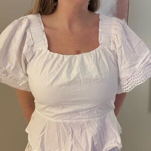 Skies Are Blue White Puff Sleeve Blouse